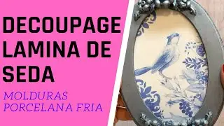LAMINA DE SEDA SOBRE MADERA - MOLDURAS DE PORCELANA FRIA Y PATINA CON PINTURA ACRILICA #MADISON