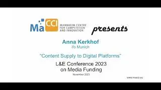 Anna Kerkhof (Ifo Munich) - Content Supply by Digital Platforms