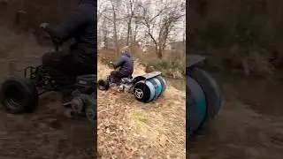 Testing My Diy 212cc drum shredder trike 😁 #shorts #diy #diygokart #offroad #testing