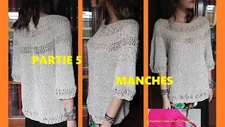 (5) Tuto Tricot Pull Femme Top Down &agrave; empi&egrave;cement arrondi jersey et ajour&eacute; en 5 tailles (cr&eacute;ation)