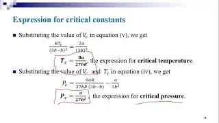 Session 5 Expression for critical constants, calculation of mean velocity  Most probable velocity an
