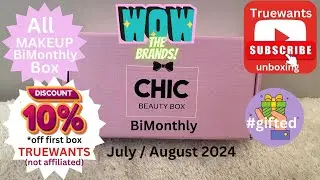 Chic Beauty Box August 2024 Bimonthly ALL MAKEUP Unboxing #pr #gifted #Disount Code not affiliated