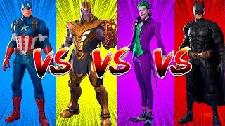 SUPERHERO COLOR DANCE CHALLENGE Captain America vs Thanos vs Joker vs Batman