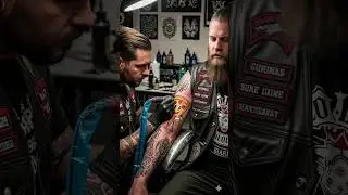 Biker Gets Pizza Tattoo #biker #tattoo #shorts