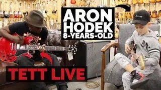 8-years-old Aron Hodek jamming with Ed Tett at Norman's Rare Guitars