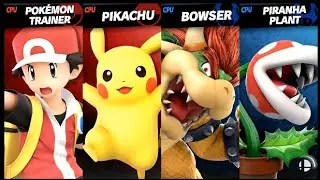 Pok&eacute;mon Trainer and Pikachu VS Bowser and Piranha Plant LV 9 CPU Battle Super Smash Bros Ultimate