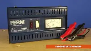 FERM Electronic Battery Charger - 6V/12V - Max. 75 Ah | BCM1021