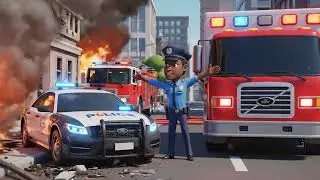 A Formation of Police Cars, Fire Trucks, And Ambulances On An Urgent Mission