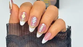 📷How To: Easy Insta French Press On Nails Design w/ 4D, Chromatic gel & Crystals💐