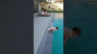 Distracted Mother Fails to Notice Her Baby Falling Into the Pool #baby #securitycamera