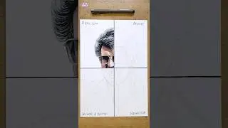 Coolie Rajinikanth Drawing in 4 Different Styles..💥 #art #coolie #rajinikanth #shorts