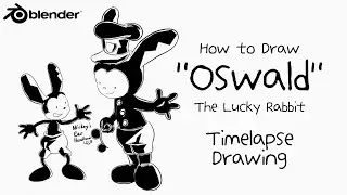 How to Draw Oswald the Lucky Rabbit (Disney, 1920s) in Blender 5.0 #drawing #art #stream
