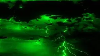 Green Thunderstorm Intense Lightning Background 4K UHD Screen Effect | No Sound