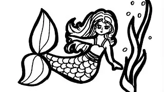 Как Нарисовать и Раскрасить Русалку🧜‍♀️  для детей. Шаг за шагом. #drawing