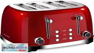 4 Slice Toaster Roter Mond Retro Stainless Steel Toasters with Bagel Defrost Review
