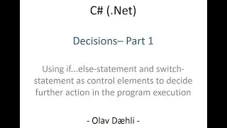 C# – If and Switch statments – Part1
