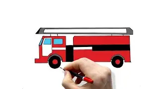 Learn to Draw fire engine: Step by Step Tutorial for Kids  - How to draw a fire engine with a pencil