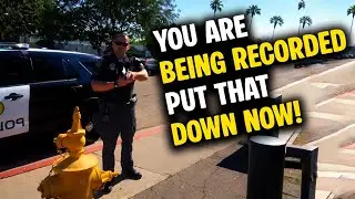 IDIOT COP Pulls Gun On Civilian For Recording In Public! Cops Get OWNED! First Amendment Audit Fail