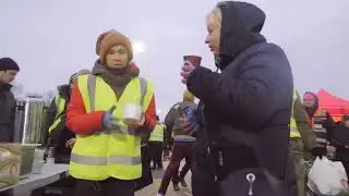 border crossing with ukraine in polish town medyka: refugees arrive to poland