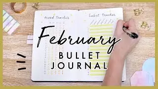 february plan with me 💛🖊 simple & minimal bullet journal setup