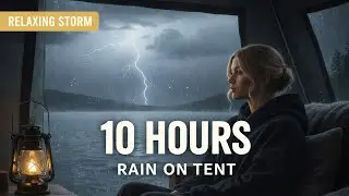 LIVE 10 HOURS 🌧️ Sydney Sweeney: Rainy Lakefront Storm - Heavy Rain & Thunder for Deep Sleep
