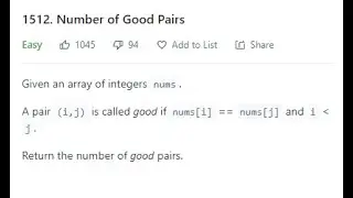 LeetCode Easy Question , number of good pair.