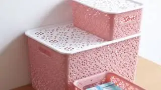 Stackable Hollow Plastic Cloth Storage Container Box bathroom skin care products storage box