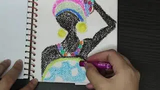 Easy Oil Pastel Sketch | African women silhouette Painting || Beautiful African Lady