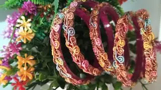🪡💫How to new look Silk thread lace with olg bangles new #bangles ideas 