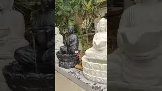 3 FEET BLACK AND WHITE MARBLE BUDDHA WATERFALL FROM STONEMART&trade; | STONE BUDDHA FOUNTAIN INDIA