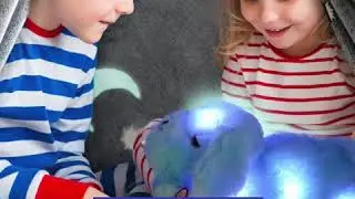 Glow in the Dark Blanket & Pillow Set-Gray & Blue