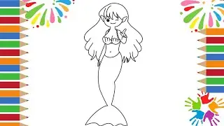 How To Draw Ariel The Little Mermaid | Drawing and Coloring a Cute Mermaid 🧜&zwj;♀️🌊🐚🌈 Drawings for Kids