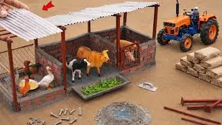 DIY Mini Bricks Cow Shed With Fencing | Miniature Construction Science Project @YBCREATOR55 