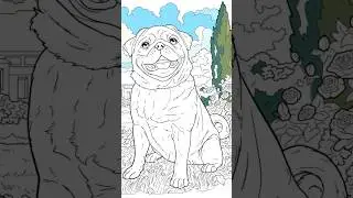 Cute and happy pug coloring #coloring #pug #dog