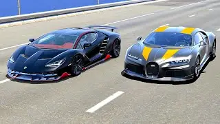 Bugatti Chiron Super Sport 300+ vs Lamborghini Centenario - Drag Race 20 KM