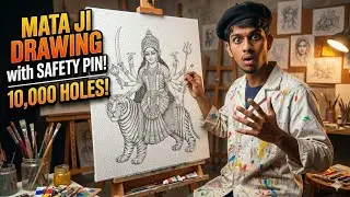 I Drew Mata Ji Using Only a Safety Pin 😳 | 10,000 Holes Artwork 🙏🎨