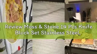 Review Moss & Stone 14 Pcs Knife Block Set Stainless Steel, Premium Forged Kitchen Knives Set with H