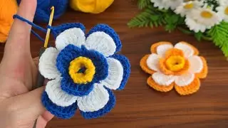 WOW 🌸 Super Easy Layered Crochet Flower | Perfect for Keychain, Brooch & Gifts 💰 #crochet #flowers 