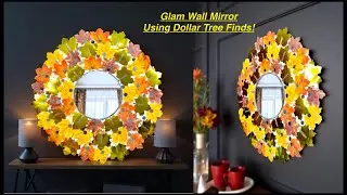 Dollar Tree DIY Light-Up Fall Mirror Wall Art 🍁 | Fashion Pixies