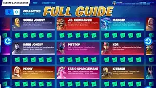 All 15 Characters PUNCH CARDS Quest Complete Guide! Fortnite Season 8