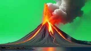 Volcano Bursting with Lava on a Green Screen Background - Free 4K
