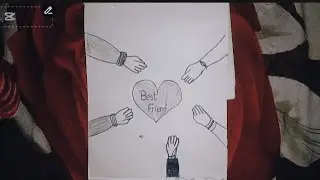 Five friend group hand sketch with pencil and black pointer/#friendsart