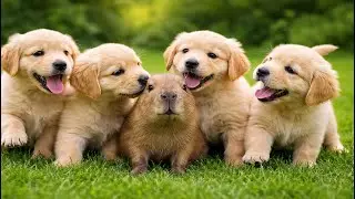 🐶💕 Cute Puppy Family Playing Together on Fresh Green Grass | Dog Barking Sounds