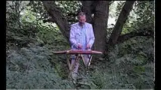 Hammered Dulcimer in the woods. Medieval instrument played in a modern style.