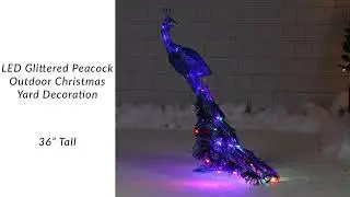 LED Lighted Glittered Peacock Outdoor Christmas Yard Decoration - 36