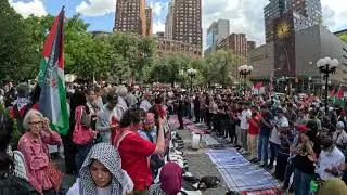 Muslims at a pro Gaza protest in Manhattan.