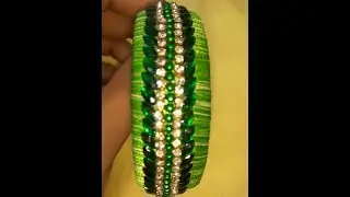 Silk Thread Bangle Using Leaf Shape Kundans