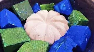 Collab with @soothing_worldofasmr Blue & Green Dyed Blocks + A Mega HM Pumpkin Reform Crush ASMR 💚🩵🤍