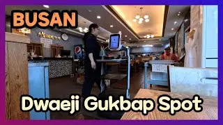 Busan Pork Soup Timelapse 4K  Local Lunch Rush at a Dwaeji Gukbap Spot