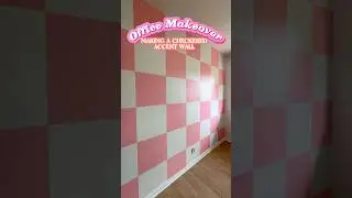 Checkered Accent Wall using Behr Paint #homeinterior #accentwall #checkeredwall #pinkaesthetic #diy
